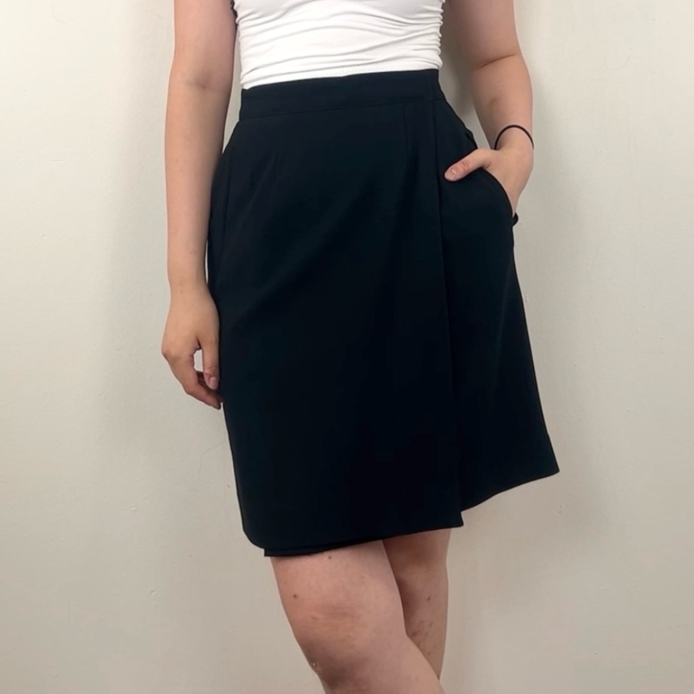 Vintage Liz Claiborn Elegant Black Wrap Mini Skirt
